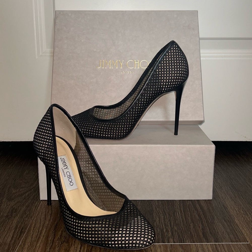 Jimmy Choo Black Mesh Heels
